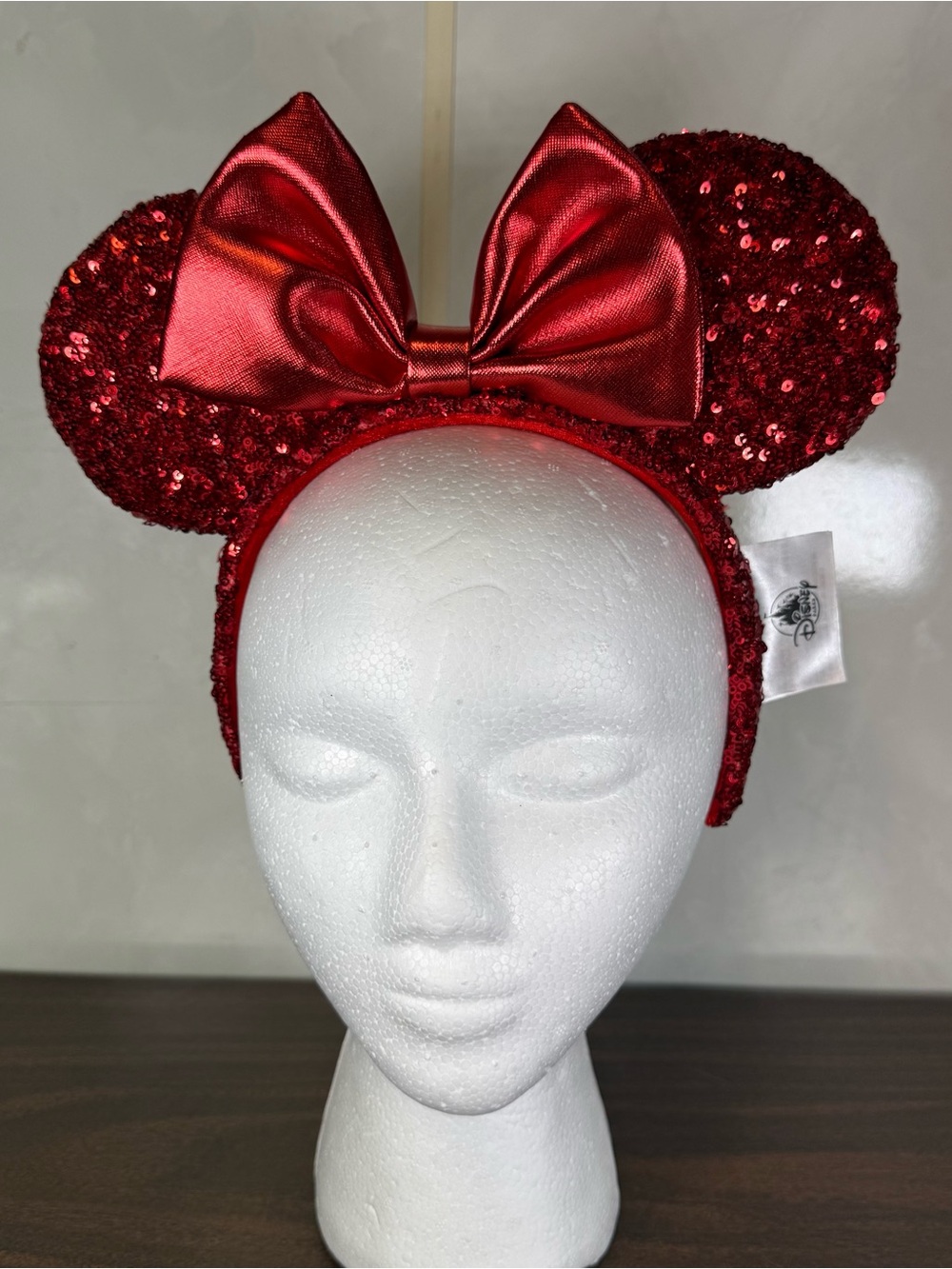 Red sequin Bow Disney~Park Red Pirate Ears Mickey Minnie Mouse Ears Headband